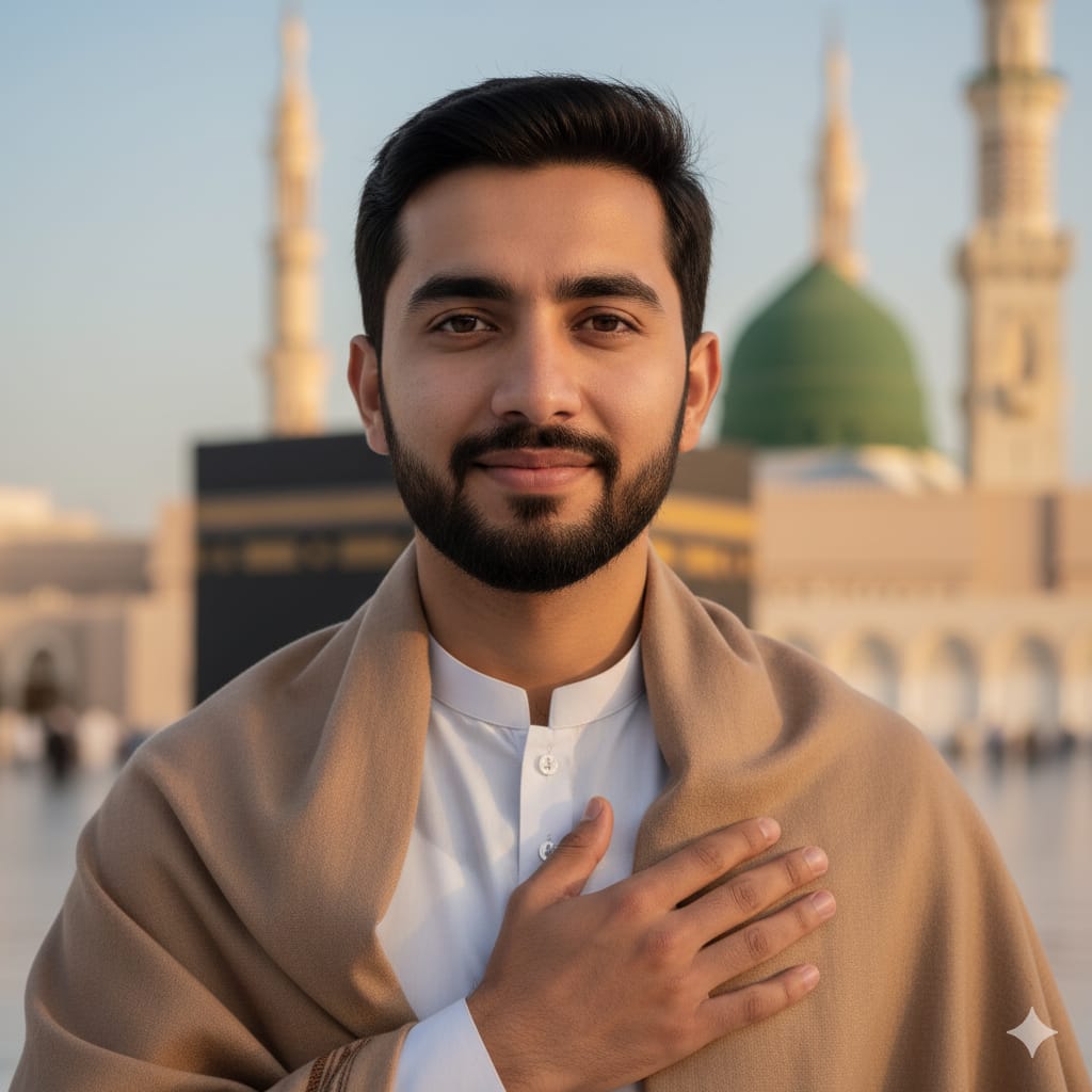 A Serene Portrait at Masjid al-Haram, Madina