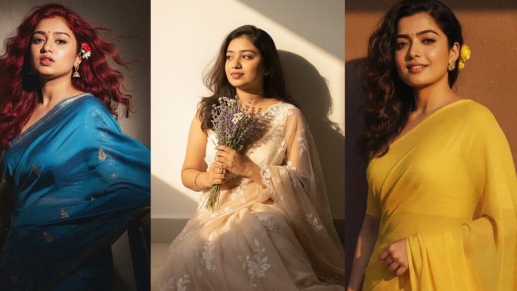 Girl Retro Style Saree Ai Image Prompt | Gemini Prompt