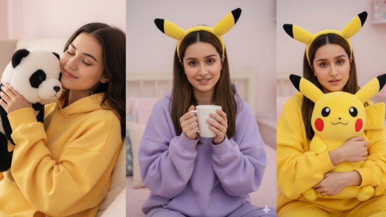 Girl Hoodies Ai Photo Prompt With Teddy & Panda