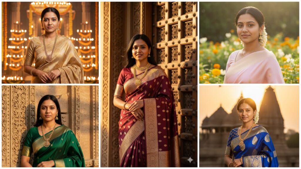 15 Best Viral Gemini Prompt Image HD Saree Look | Gemini Prompts for Women & Girls Retro Saree AI 2025