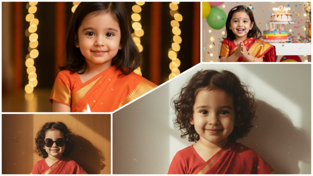 Baby Girl Saree Vintage Look Ai Prompt 2025 | Gemini AI Image Prompt For Instagram Post