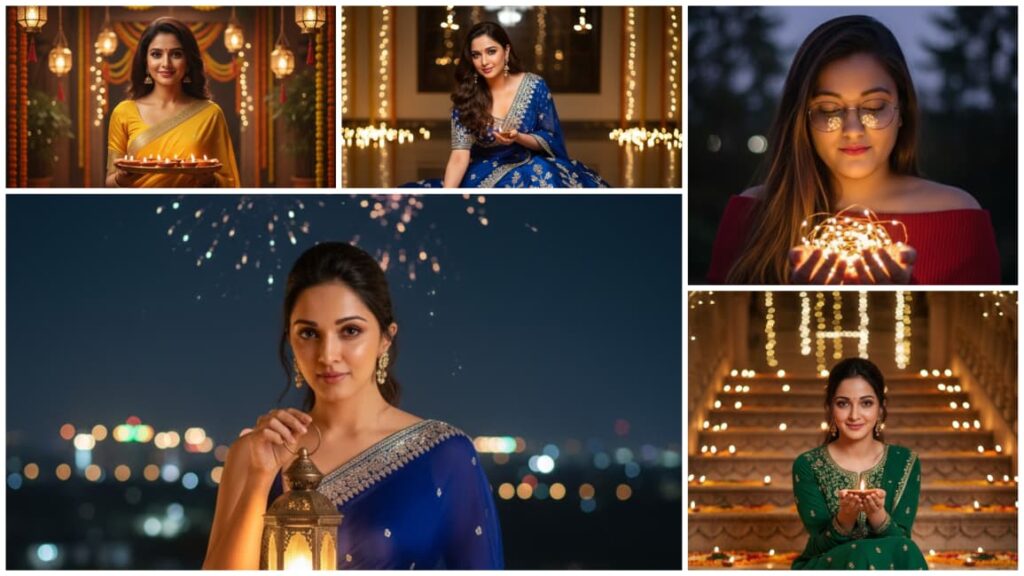 Diwali Girl Ai Photography Prompts | Best AI Image Ideas with Lights For Girl