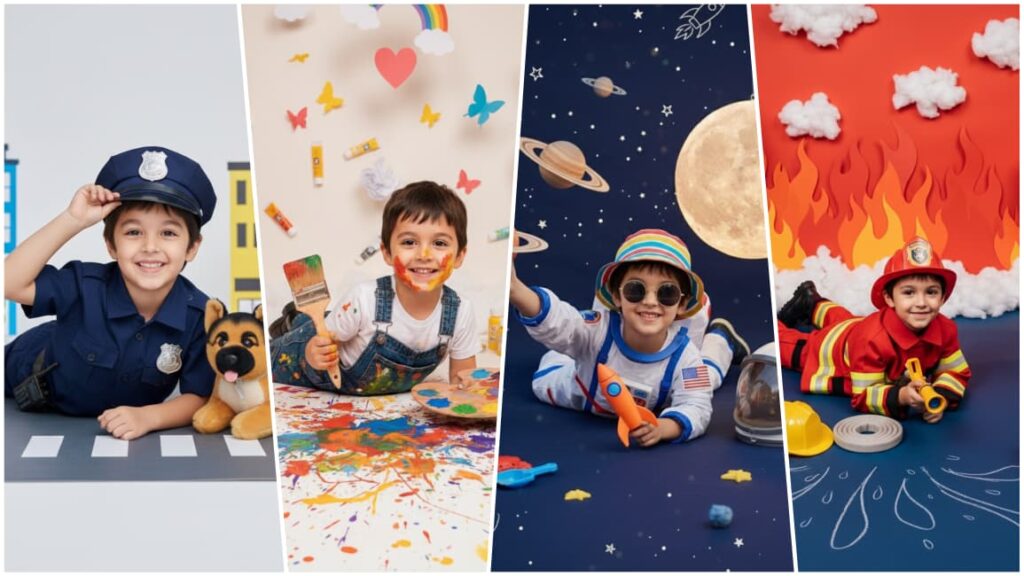 Profession Themes Creative Prompts For Little Boy | Free Gemini AI Photo Editor Prompts Copy Paste For Kids
