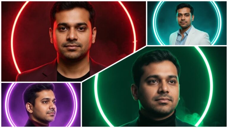 Viral Neon Ring Circle Ai Photo Prompts For Man | Create Stylish Hyper-Realistic Photos Copy Paste for Man