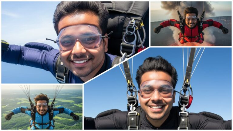 Skydiving Ai Ultra Realistic Image Prompt For Boy | 10 Free Gemini AI Photo Editor Prompts Copy Paste For Boys