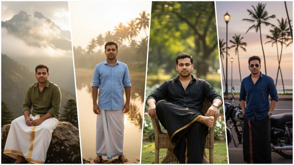 South Indian Style Mundu Ya Dhoti Ai Image Prompt | 10 Best Ai Photo Prompt South Lungi For Men And Boy