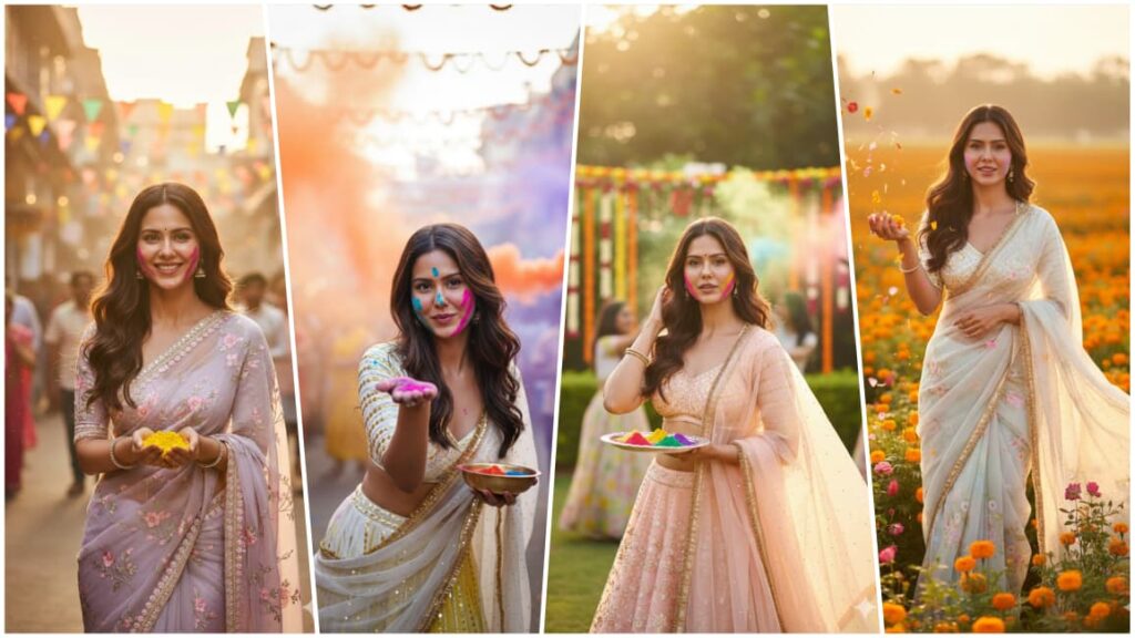 Holi Ai Photo Editing Prompts Realistic Girls Face