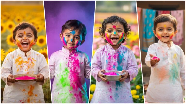 Holi Photo Editing Prompt Baby Boy Free