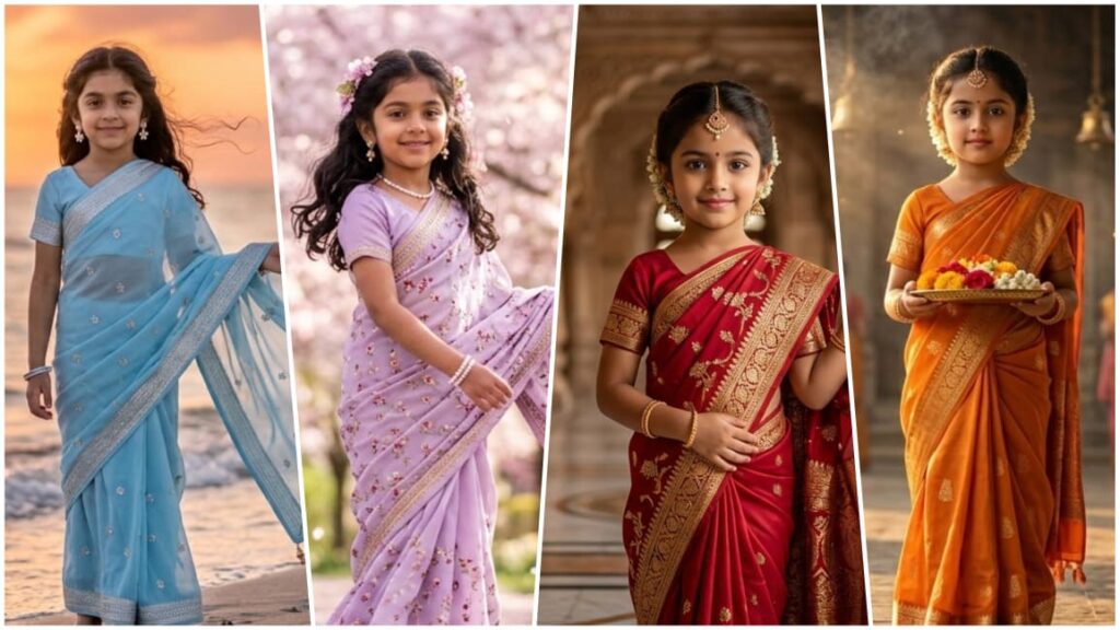 Gemini Kids Girl In Saree Ai Photo Editing Prompt