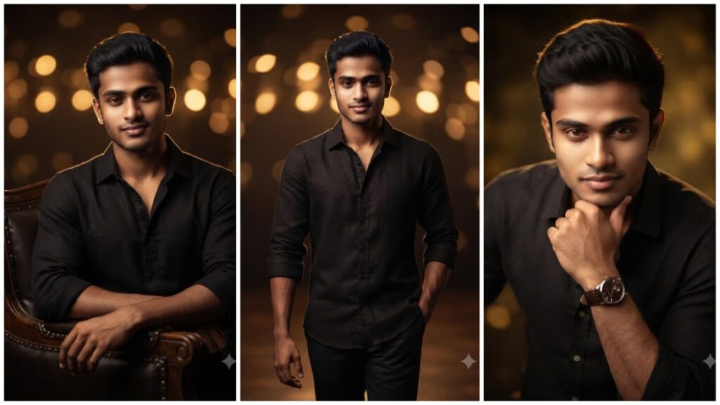 Golden Bokeh Studio Portrait Prompts For Boy