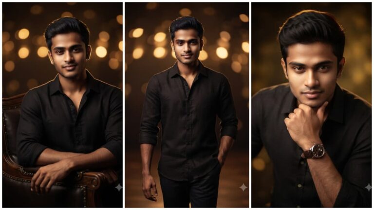 Golden Bokeh Studio Portrait Prompts For Boy